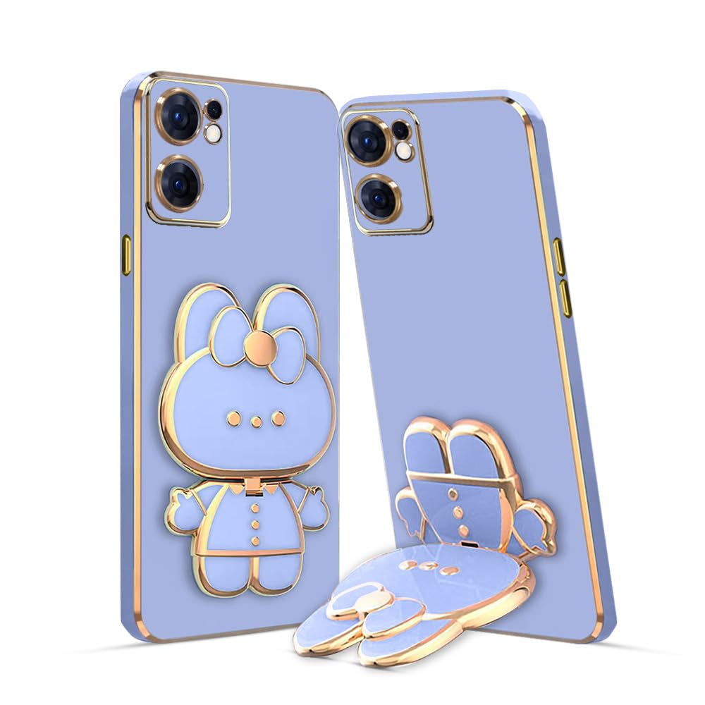 3D Cat Mobile Back Case with Stand For Oppo Reno 7 5G| Stand and Mirror | Camera Protection | Electroplated |