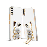 3D Bunny Mobile Samsung Cover With Stand And Mirror For Samsung A50| Soft TPU Electropated Stand