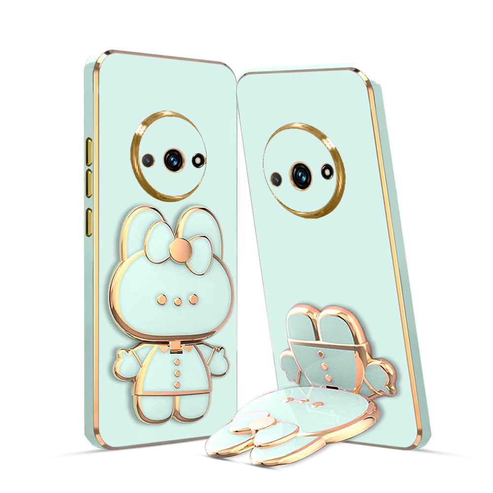 3D Cat Mobile Back Case with Stand Forr Redmi A3 2024 | Stand and Mirror | Camera Protection | Electroplated