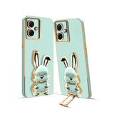 3D Bunny Mobile Moto Cover With Stand And Mirror For Moto G54| Soft TPU Electropated Stand