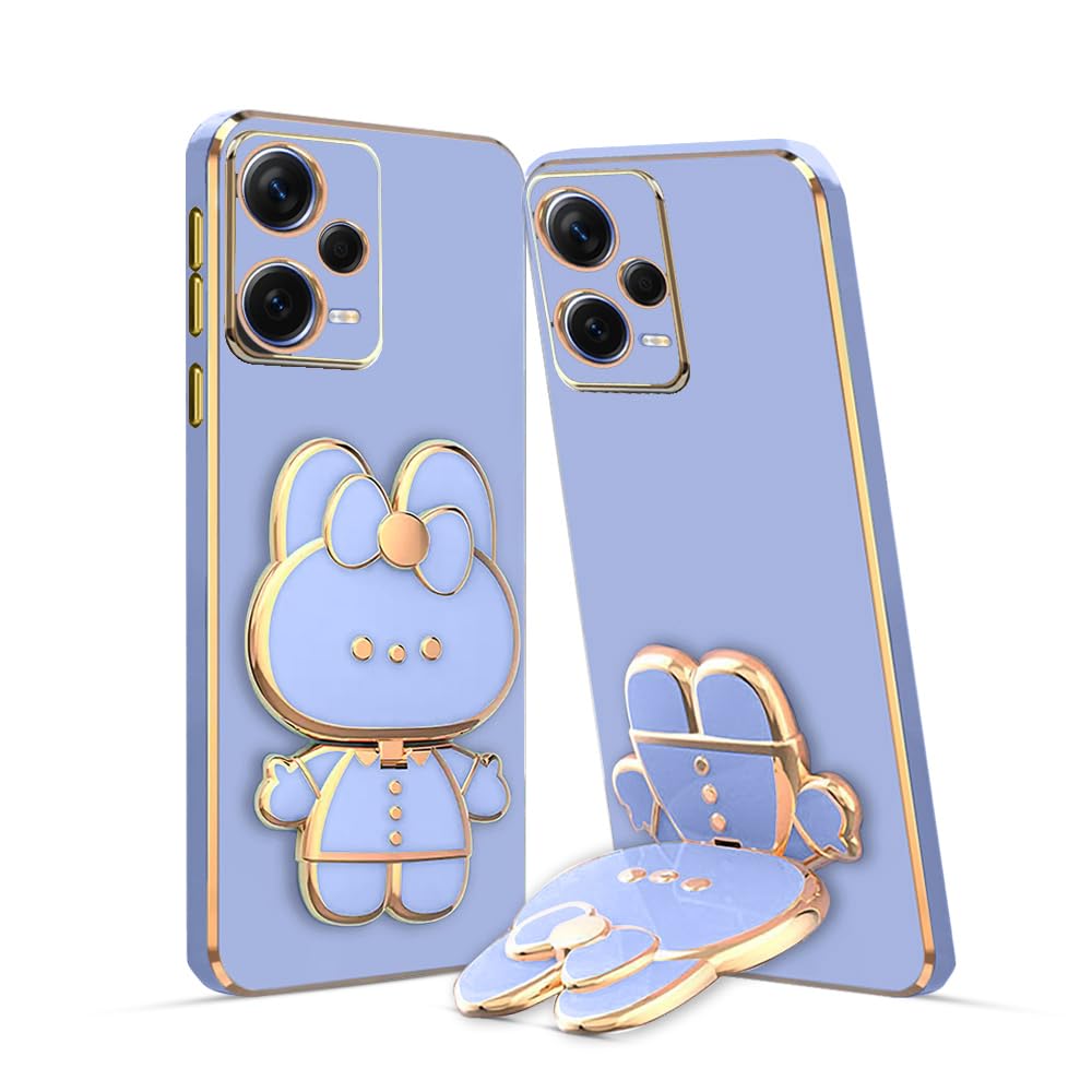 3D Cat Mobile Back Case with Stand For Redmi Note 12 Pro 5G | Stand and Mirror | Camera Protection | Electroplated