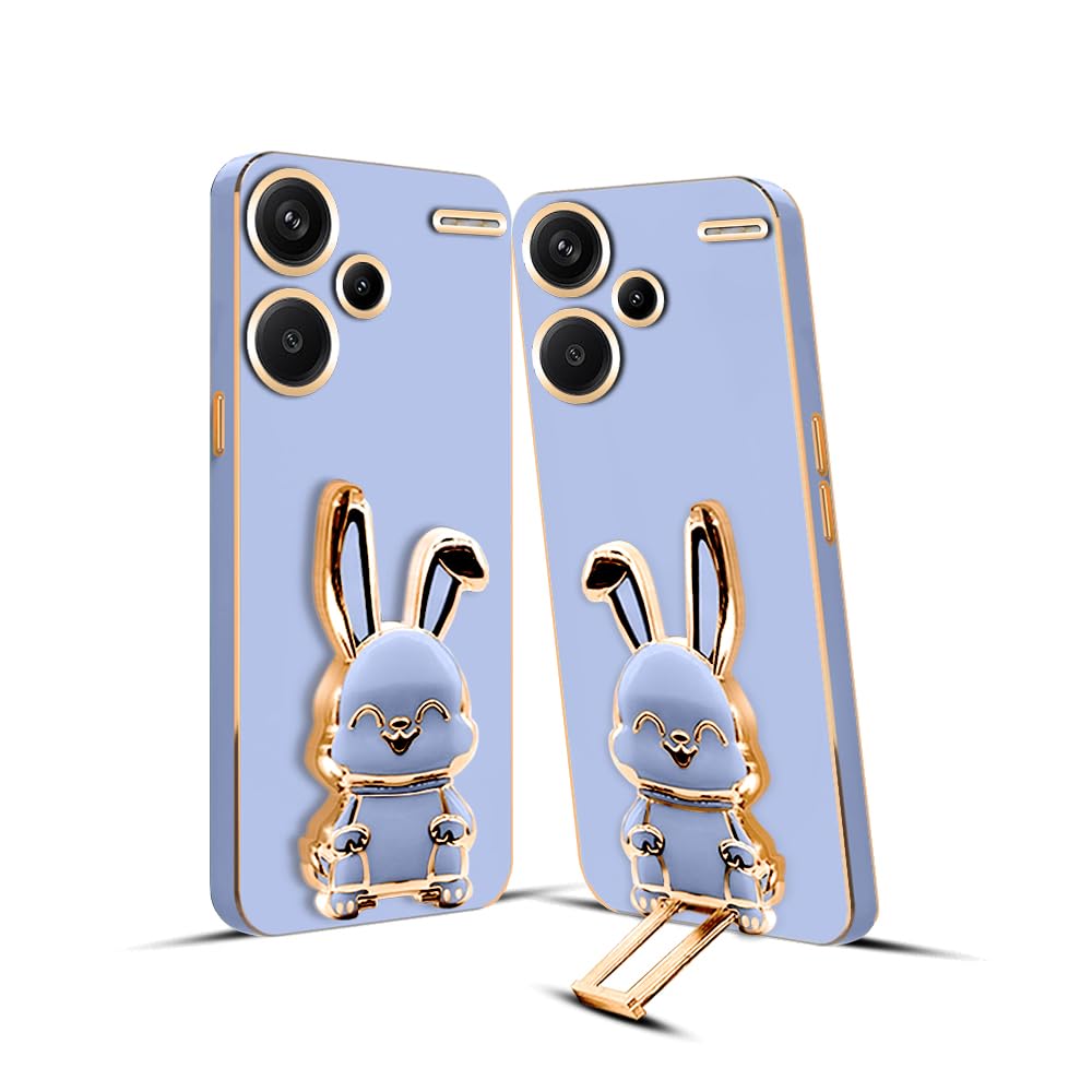 3D Bunny Mobile Redmi Cover With Stand And Mirror For Redmi Note 13 Pro Plus| Soft TPU Electropated Stand