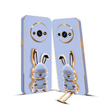 3D Bunny Mobile Redmi Cover With Stand And Mirror For Redmi A32024| Soft TPU Electropated Stand