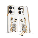 3D Bunny Mobile Oppo Cover With Stand And Mirror For Oppo Reno  8 Pro| Soft TPU Electropated Stand