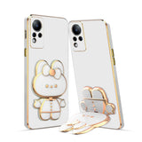 3D Cat Mobile Back Case with Stand For Infinix Note 11 | Stand and Mirror | Camera Protection | Electroplated