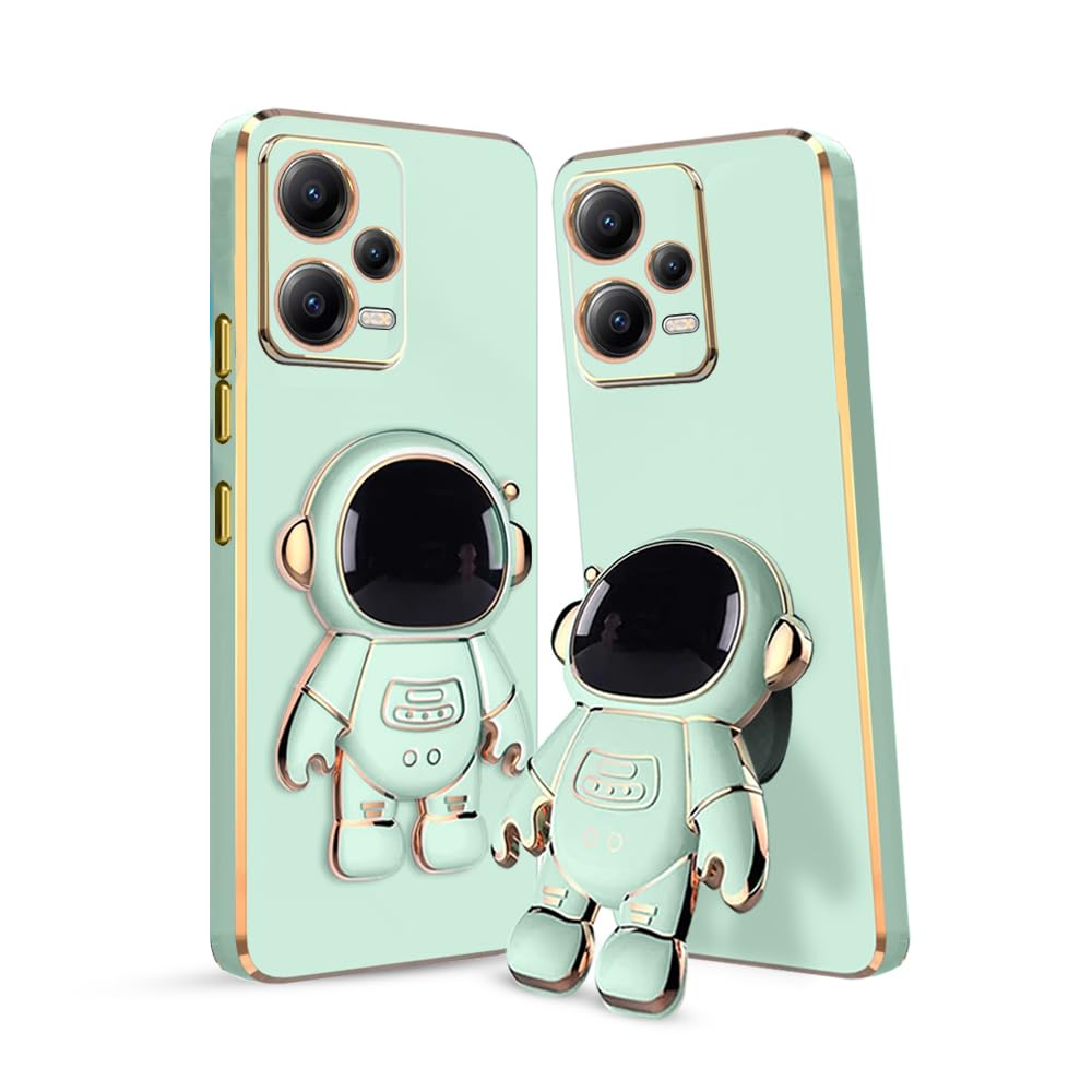 3D Astronaut Case for Folding Stand Back Case For Poco X5 5G | SOFT TPU Electropated Stand