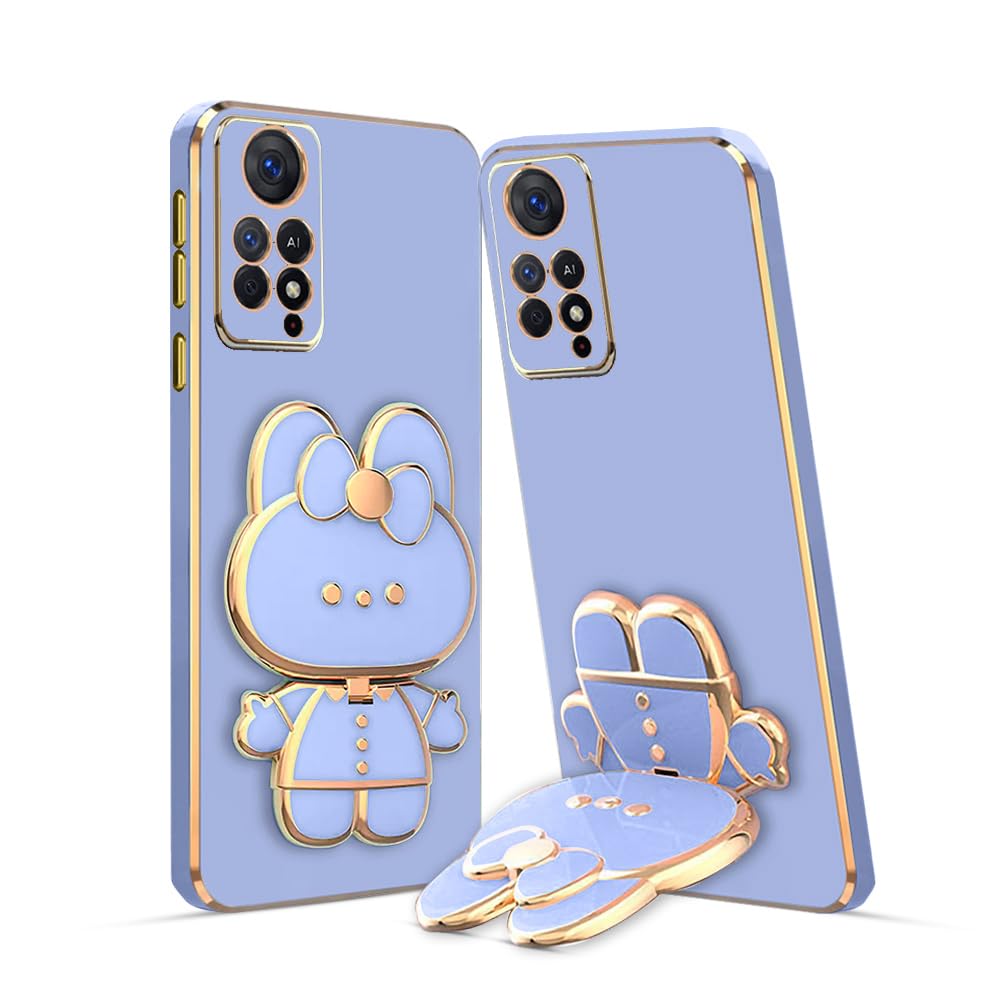 3D Cat Mobile Back Case with Stand For Redmi Note 11 Pro | Stand and Mirror | Camera Protection | Electroplated