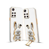 3D Bunny Mobile Mi Cover With Stand And Mirror For Mi 10 PRIME| Soft TPU Electropated Stand