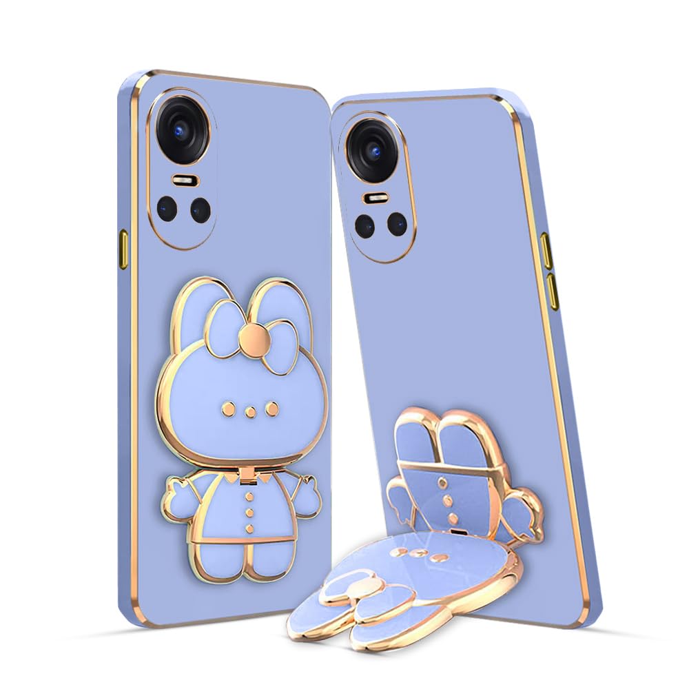 3D Cat Mobile Back Case with Stand For Oppo Reno 10 5G | Stand and Mirror | Camera Protection | Electroplated |