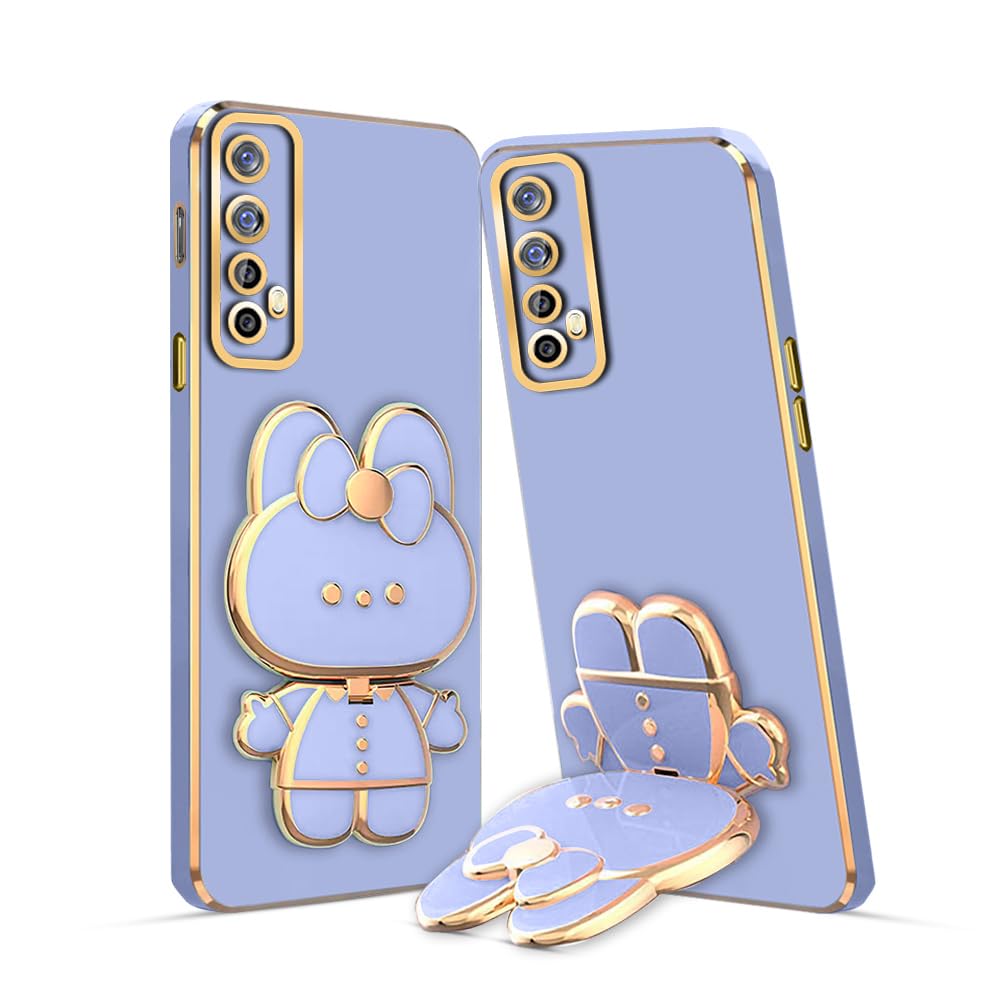 3D Cat Mobile Back Case with Stand For Realme 7 stand Mirror | Camera Protection | Electroplated