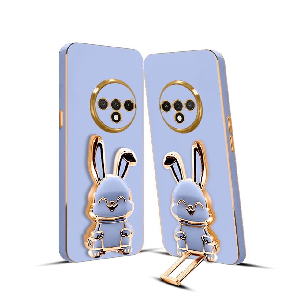 3D Bunny Mobile Oneplus Cover With Stand And Mirror For Oneplus 7T| Soft TPU Electropated Stand