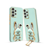 3D Bunny Mobile Samsung Cover With Stand And Mirror For Samsung A52| Soft TPU Electropated Stand