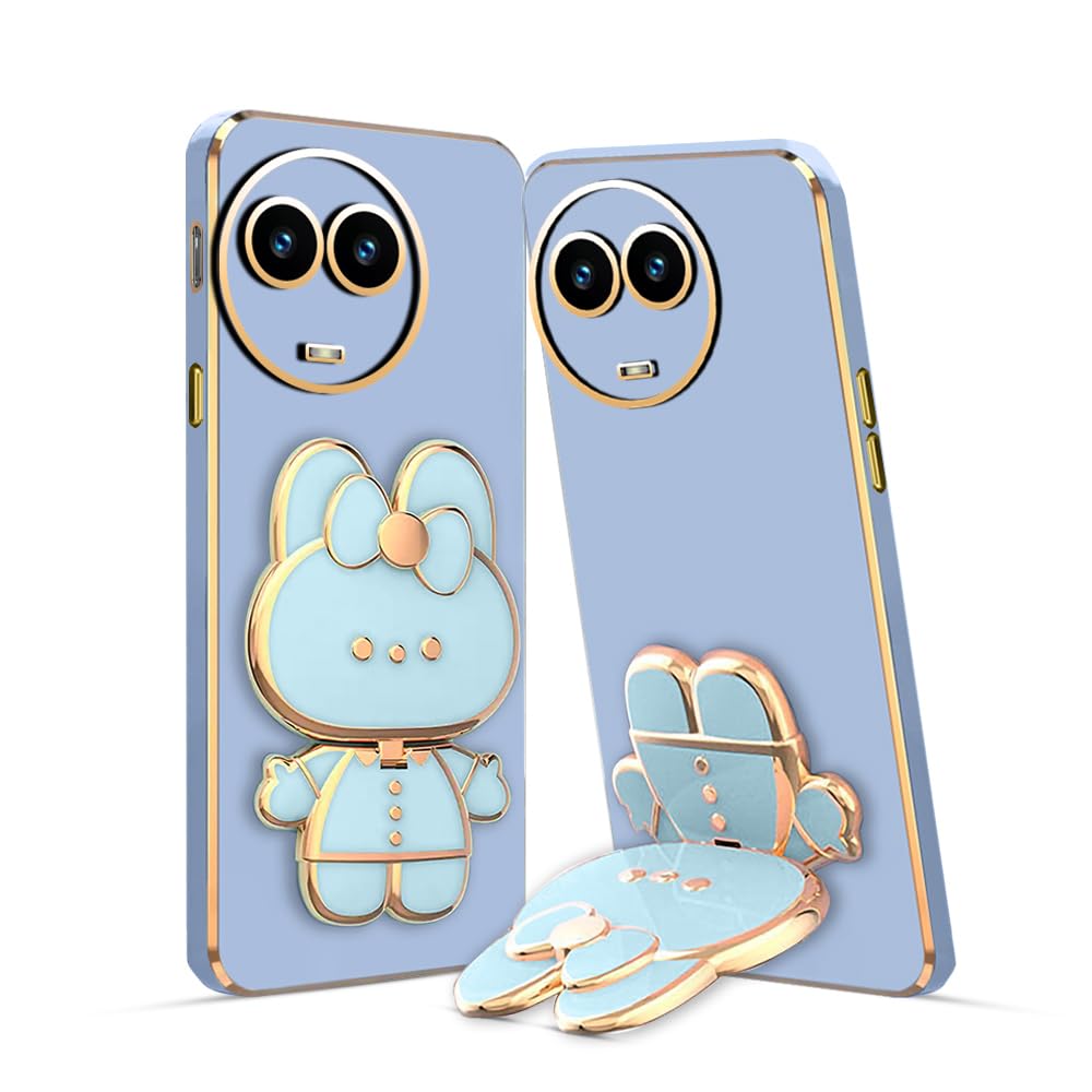 3D Cat Mobile Back Case with Stand For Realme 11X | Realme 11 | Narzo 60X | Stand and Mirror | Camera Protection | Electroplated