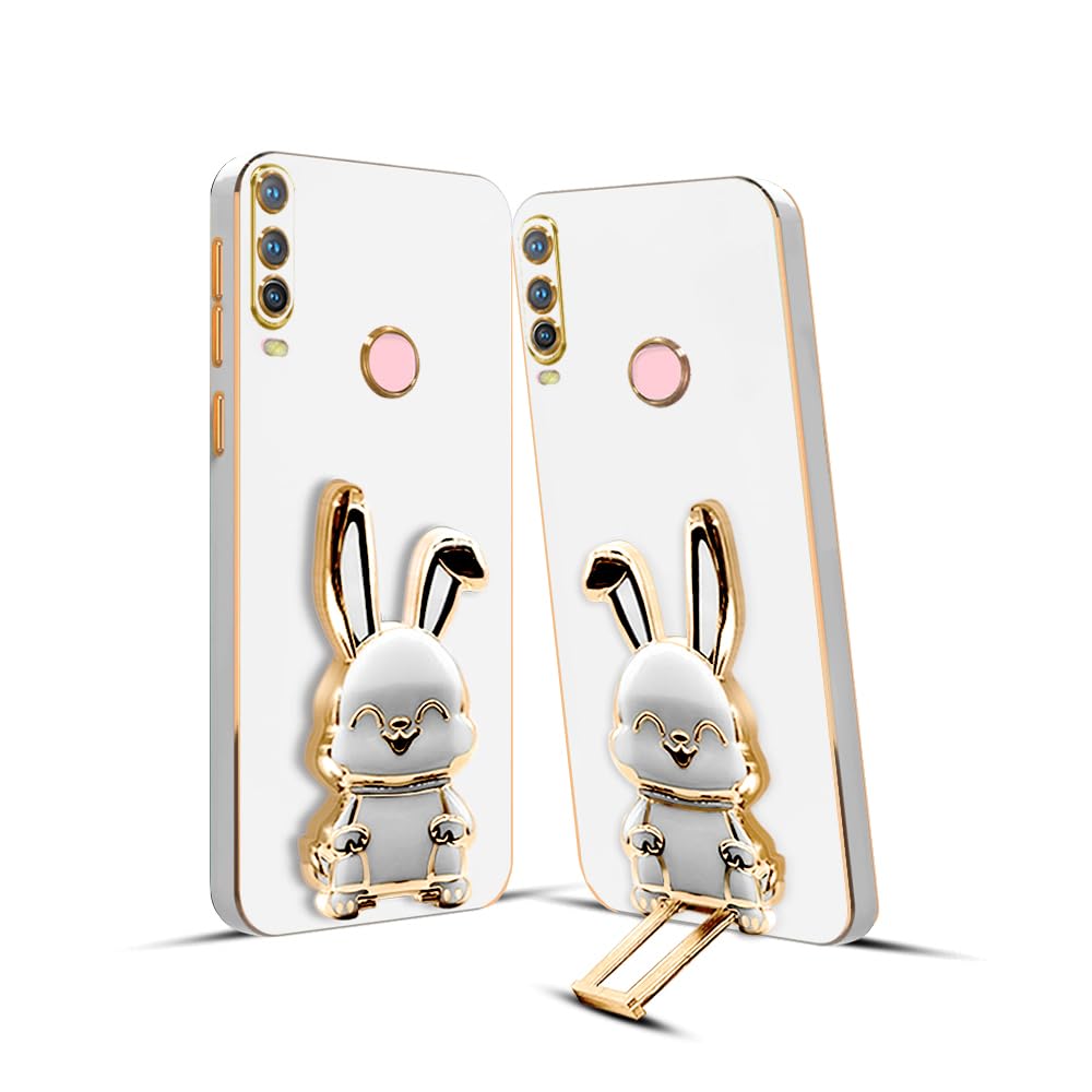 3D Bunny Mobile Vivo Cover With Stand And Mirror For Vivo Y17| Soft TPU Electropated Stand