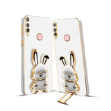 3D Bunny Mobile Vivo Cover With Stand And Mirror For Vivo Y17| Soft TPU Electropated Stand