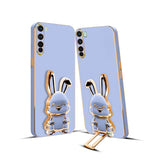 3D Bunny Mobile Oneplus Cover With Stand And Mirror For Oneplus Nord| Soft TPU Electropated Stand