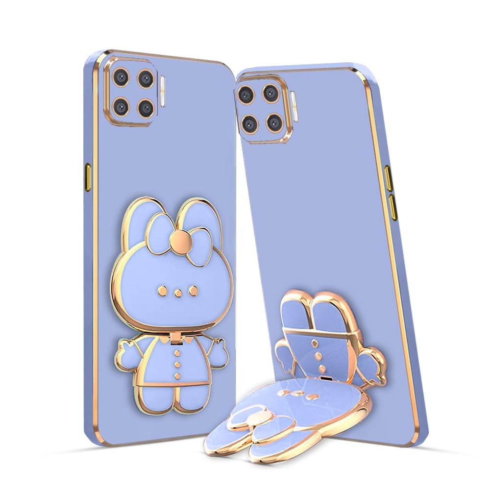 3D Cat Mobile Back Case with Stand For Oppo F17 Pro| Stand and Mirror | Camera Protection | Electroplated |