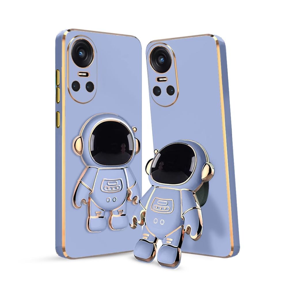 3D Astronaut Case for Folding Stand Back Case For Oppo Reno 10 Pro 5G | SOFT TPU Electropated Stand