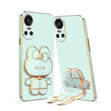 3D Cat Mobile Back Case with Stand For Oppo Reno 10 Pro 5G | Stand and Mirror | Camera Protection | Electroplated |