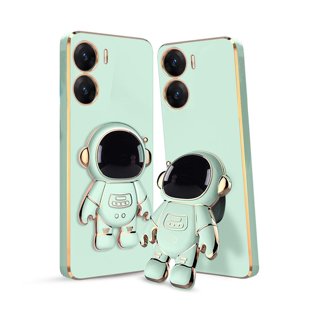 3D Astronaut Case for Folding Stand Back Case For Vivo V29e 5G | SOFT TPU Electropated Stand