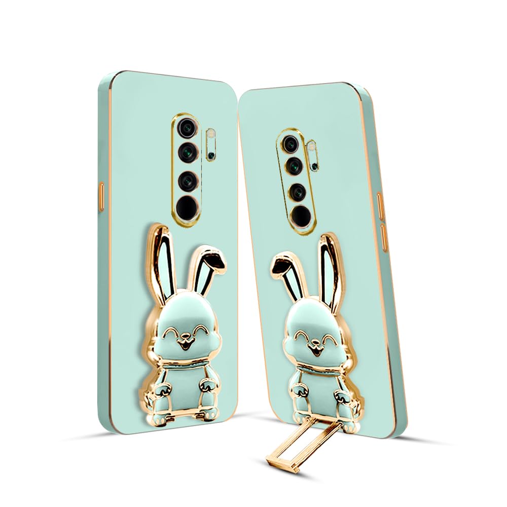 3D Bunny Mobile Redmi Cover With Stand And Mirror For Redmi Note 8 Pro| Soft TPU Electropated Stand