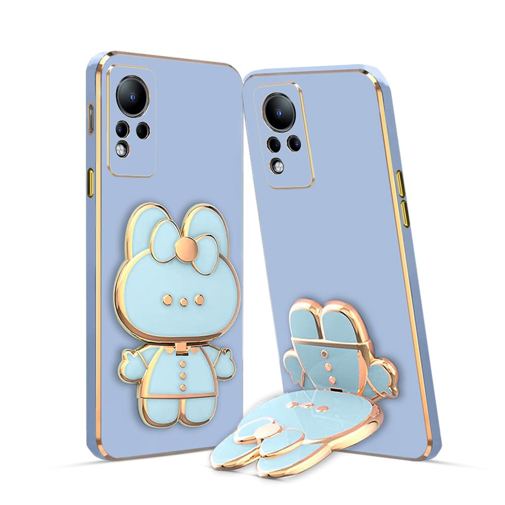 3D Cat Mobile Back Case with Stand For Infinix Note 11 | Stand and Mirror | Camera Protection | Electroplated