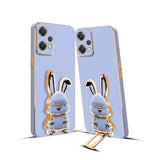 3D Bunny Mobile Poco Cover With Stand And Mirror For Poco X55G| Soft TPU Electropated Stand