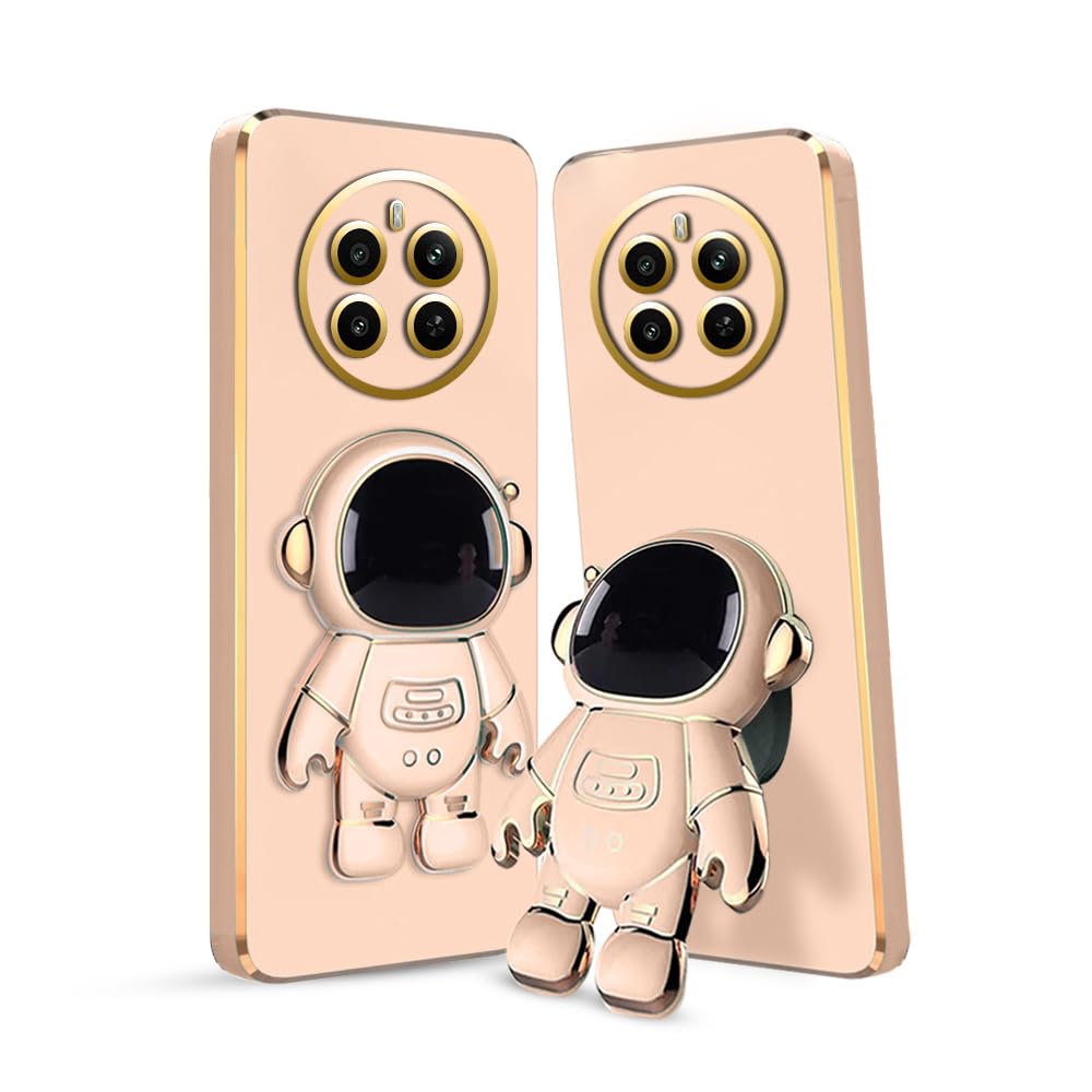 3D Astronaut Case for Folding Stand Back Case For  Realme 12 Plus 5G | SOFT TPU Electropated Stand