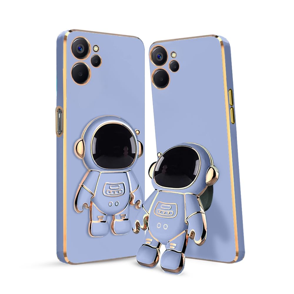 3D Astronaut Case for Folding Stand Back Case For Realme 9i (5G) | SOFT TPU Electropated Stand.