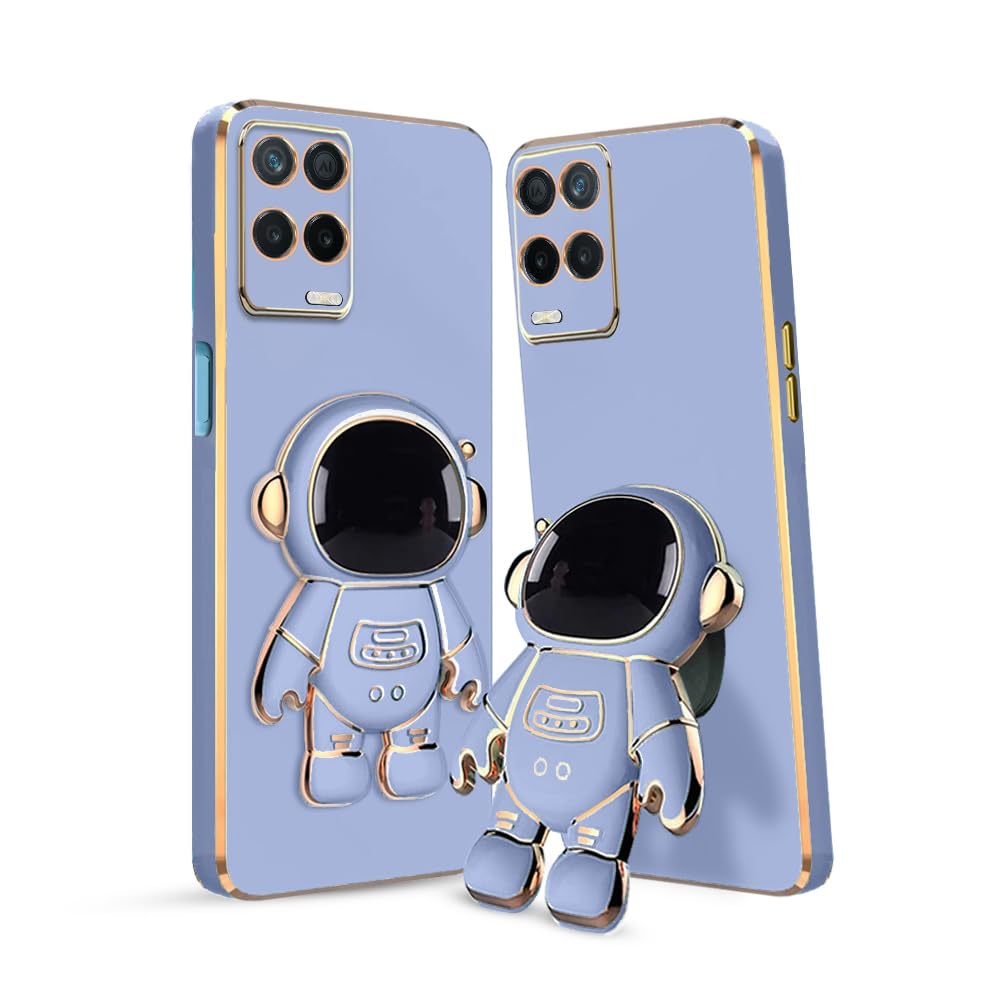 3D Astronaut Case for Folding Stand Back Case For Realme 8 (5G) | SOFT TPU Electropated Stand