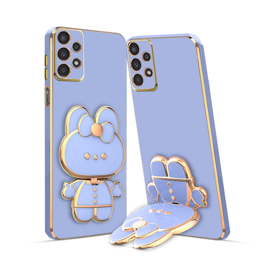 3D Cat Mobile Back Case with Stand For Samsung A13 4G | Stand and Mirror | Camera Protection | Electroplated