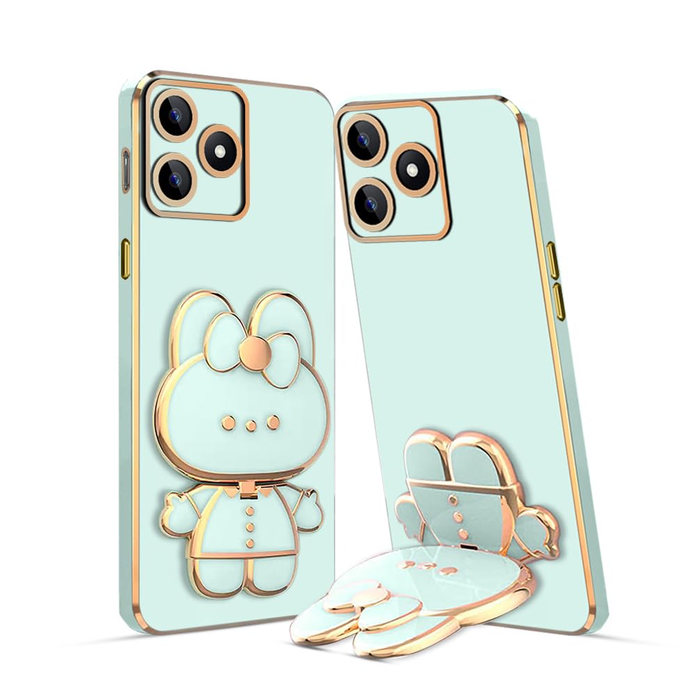 3D Cat Mobile Back Case with Stand For Poco M6  PLUS 5G stand Mirror | Camera Protection | Electroplated