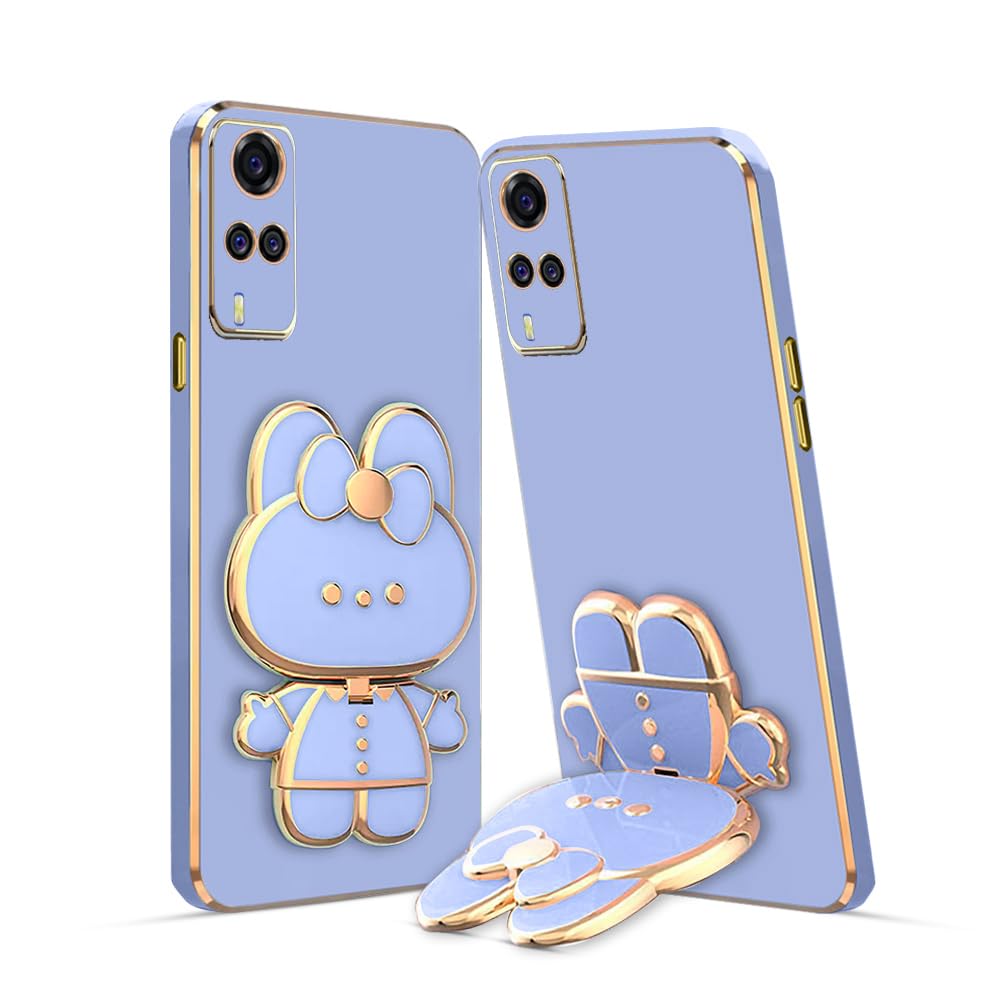 3D Cat Back Cases and Covers Compatible for Vivo Y51 Kitty Cat Back Cover Case with Stand and Mirror | Camera Protection | Anti-Slip |