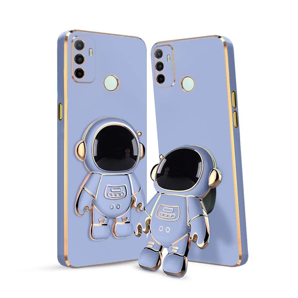 3D Astronaut Case for Folding Stand Back Case For Oppo A53 2020 | SOFT TPU Electropated Stand.