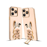 3D Bunny Mobile Narzo Cover With Stand And Mirror For Narzo N53| Soft TPU Electropated Stand