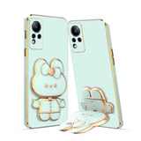 3D Cat Mobile Back Case with Stand For Infinix Note 11 | Stand and Mirror | Camera Protection | Electroplated