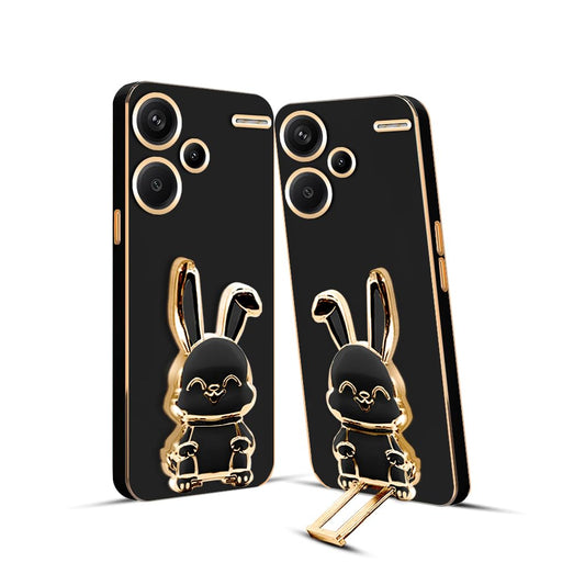 3D Bunny Mobile Redmi Cover With Stand And Mirror For Redmi Note 13 Pro Plus| Soft TPU Electropated Stand