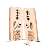 3D Bunny Mobile Redmi Cover With Stand And Mirror For Redmi Note 8 Pro| Soft TPU Electropated Stand