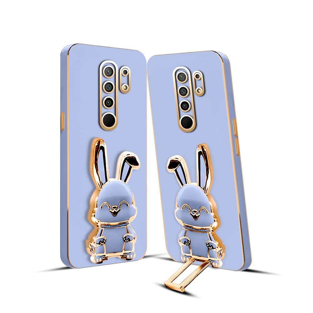 3D Bunny Mobile Redmi Cover With Stand And Mirror For Redmi 9PRIME| Soft TPU Electropated Stand