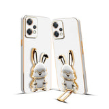 3D Bunny Mobile Poco Cover With Stand And Mirror For Poco X55G| Soft TPU Electropated Stand