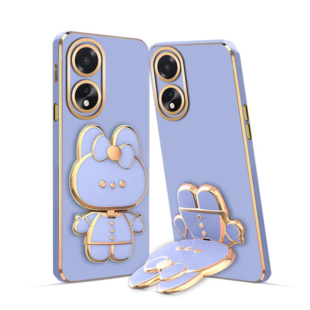 3D Cat Mobile Back Case with Stand For Oppo F23 stand Mirror | Camera Protection | Electroplated