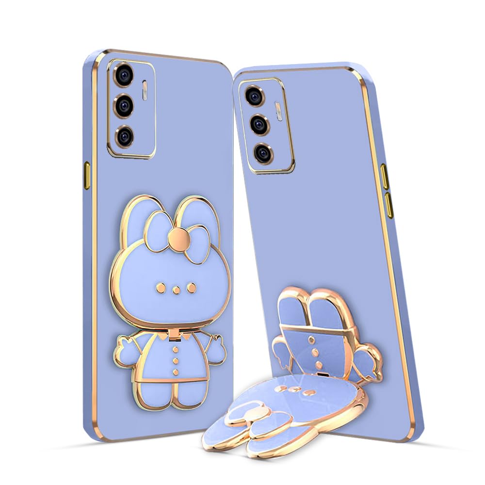 3D Cat Back Cases and Covers Compatible for Vivo V23E 5G Kitty Cat Back Cover Case with Stand and Mirror | Camera Protection | Anti-Slip |