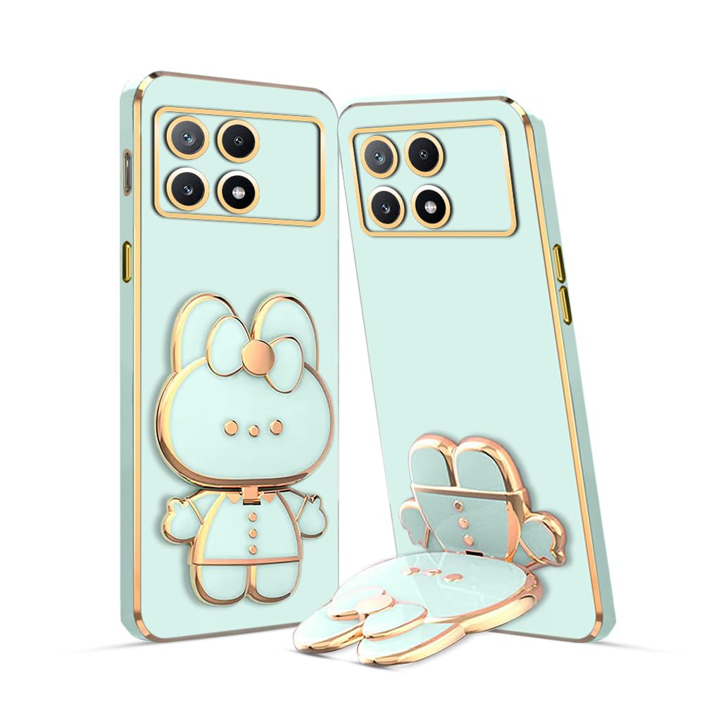 3D Cat Mobile Back Case with Stand For Poco X6 Pro stand Mirror | Camera Protection | Electroplated