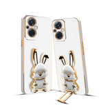 3D Bunny Mobile Oppo Cover With Stand And Mirror For Oppo F21 Pro 5G| Soft TPU Electropated Stand