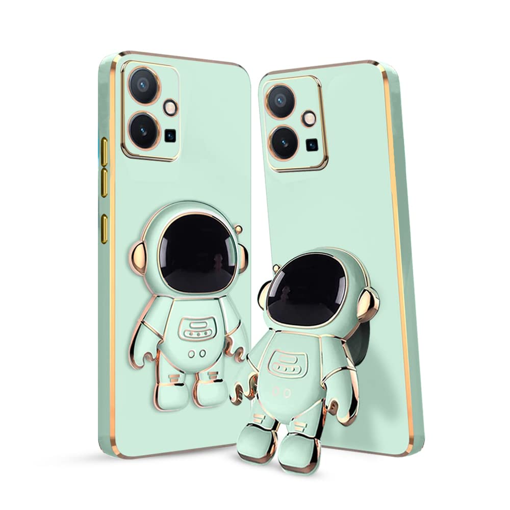 3D Astronaut Case for Folding Stand Back Case For Vivo T1 5G | SOFT TPU Electropated Stand