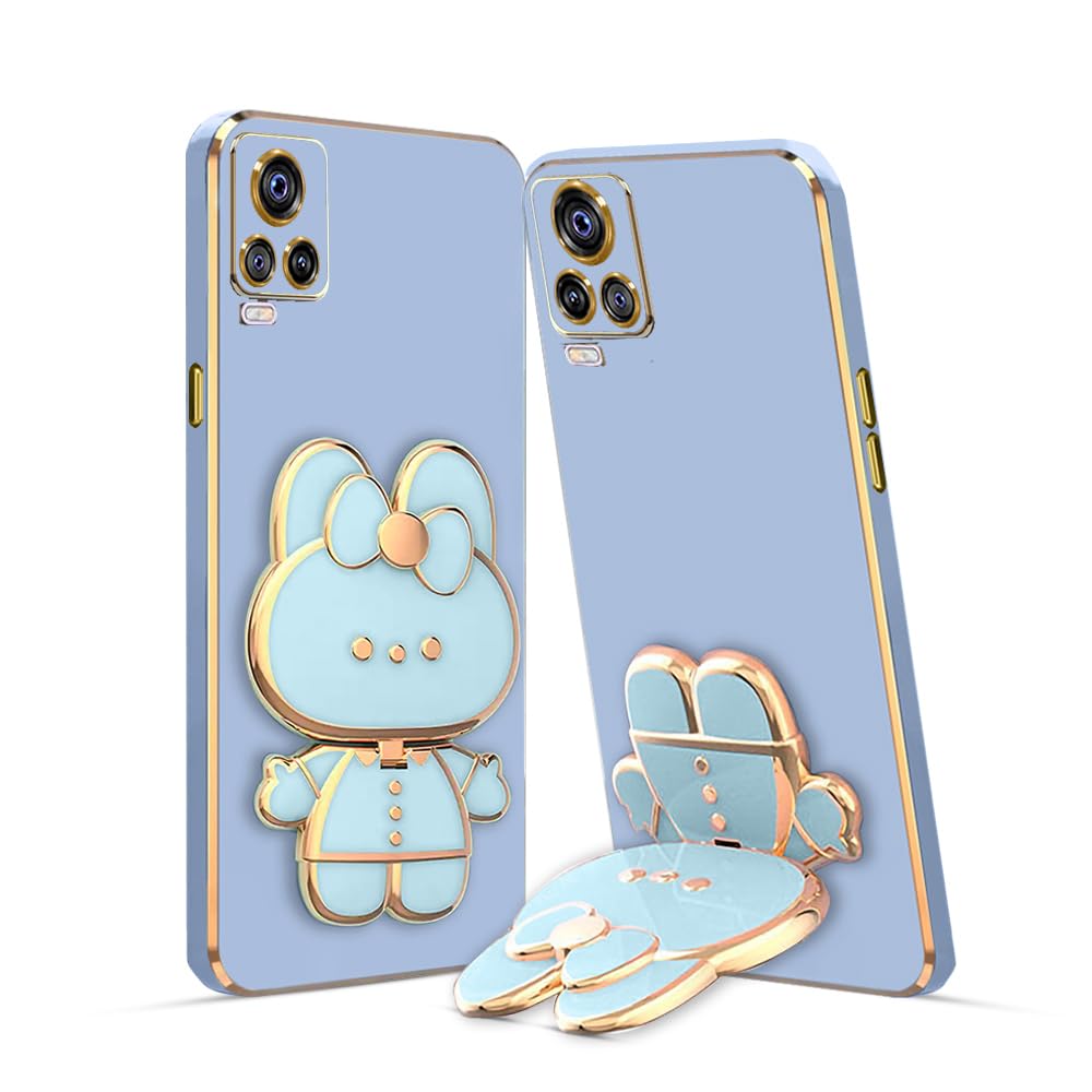 3D Cat Mobile Back Case with Stand For Vivo V21 5G stand Mirror | Camera Protection | Electroplated