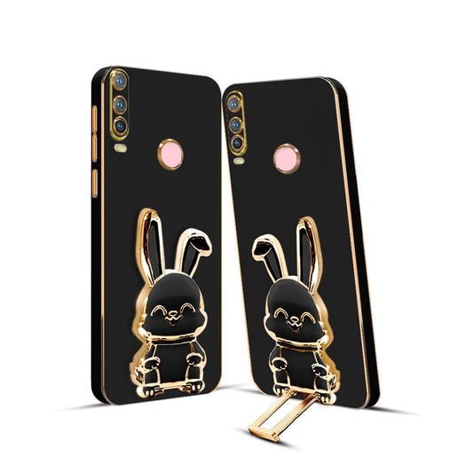 3D Bunny Mobile Vivo Cover With Stand And Mirror For Vivo Y12| Soft TPU Electropated Stand