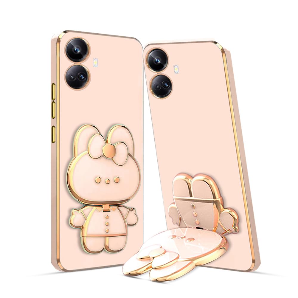 3D Cat Mobile Back Case with Stand For Realme 10 Pro+ (5G)| Stand and Mirror | Camera Protection | Electroplated |