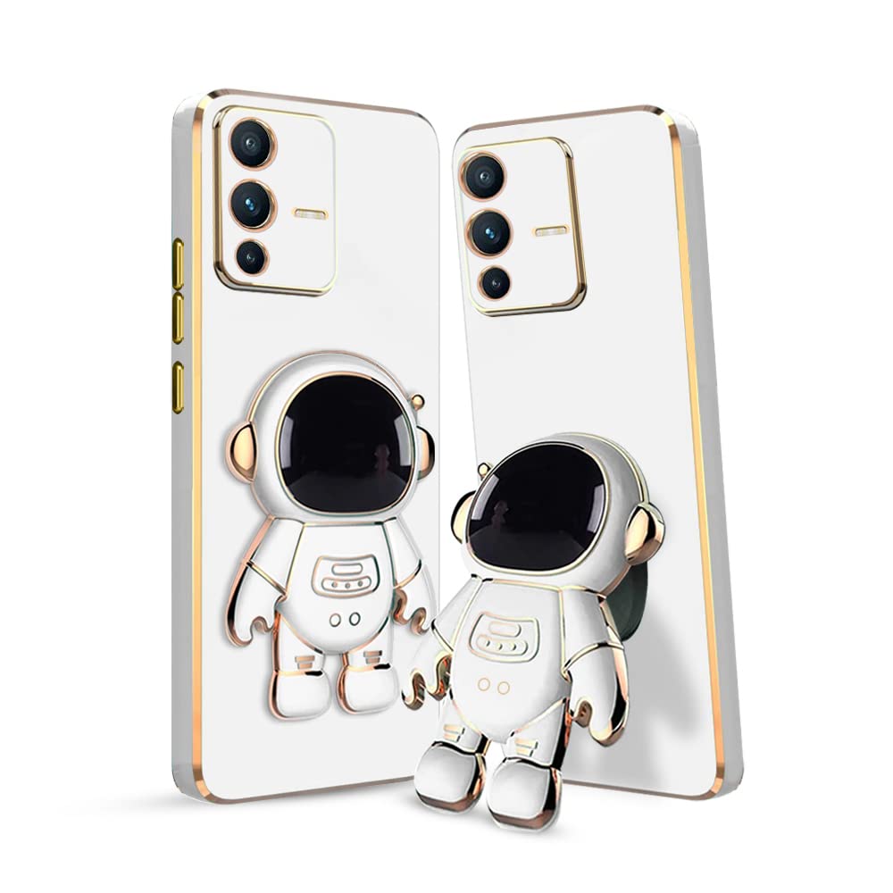 3D Astronaut Case for Folding Stand Back Case For Vivo V23 5G | SOFT TPU Electropated Stand