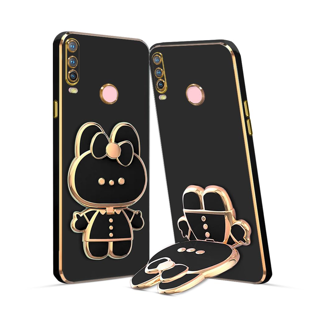 3D Cat Mobile Back Case with Stand For Vivo Y12 stand Mirror | Camera Protection | Electroplated